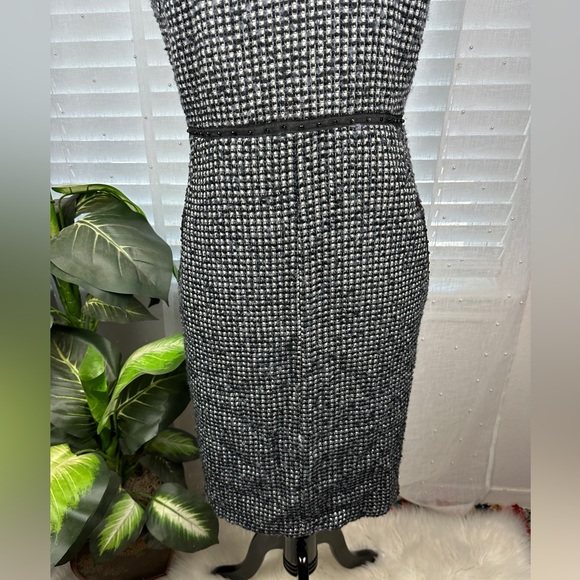 Karl Lagerfeld Impulse Black Tweed High Collar Sheath Dress Classic Size 2 - Picture 3 of 12